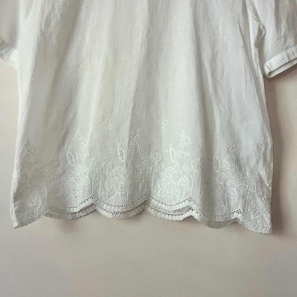 Chloé Stora White Embroidered Cotton Blouse 38 Medium - Picture 3 of 6